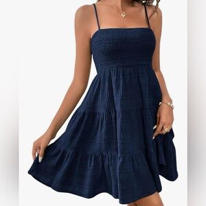 NWT SOLY HUX Sundress Smock Cami Mini Dress Sleeveless Swing A Line, Small